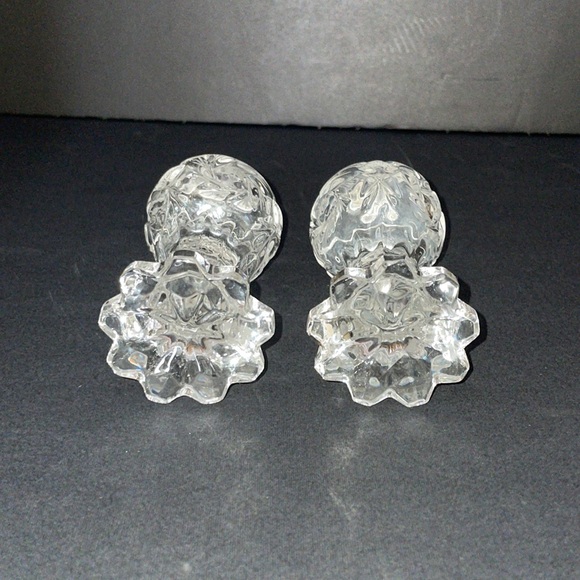 Crystal Salt & Pepper Shakers 5” Vintage Glassware Set Dinnerware - Picture 7 of 8